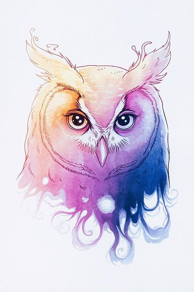 Colourful watercolour owl illustration by Art & Soul Creations
