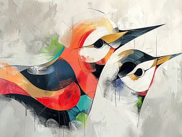 Vogeltjes | Schilderij van Abstract Schilderij