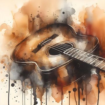Gitaar in Acryl van FoXo Art