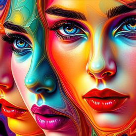 Between gaze and dissolution - fragmented reflections of female identity in flowing colour by AidasignArt