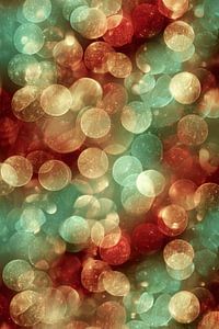 Bokeh-Lichtkreise in funkelnden Weihnachtsfarben