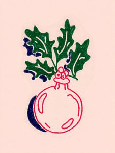 Minimalistische Kugel Illustration mit Stechpalmenblätter und Beeren