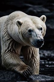 Eisbär in monochromer Landschaft von Art & Soul Creations