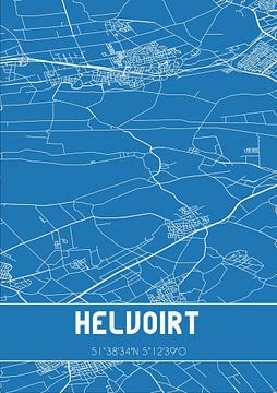 Blauwdruk | Landkaart | Helvoirt (Noord-Brabant) van MijnStadsPoster