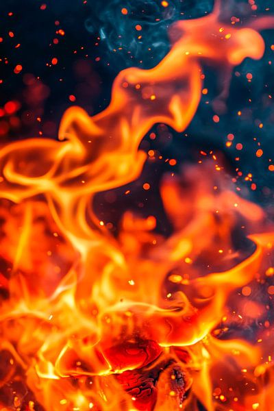 Flaming fire design with sparks by Poster Art Shop