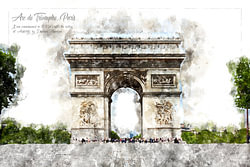 Arc de Triomphe, Waterverf, Parijs