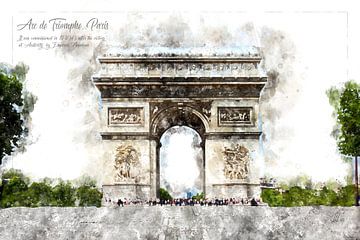 Arc de Triomphe, Waterverf, Parijs van Theodor Decker