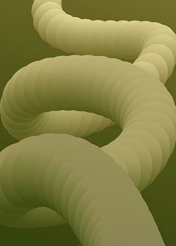 Psychedelische, bunte, abstrakte Schlangen-/Röhrenform - 5 von Pim Haring