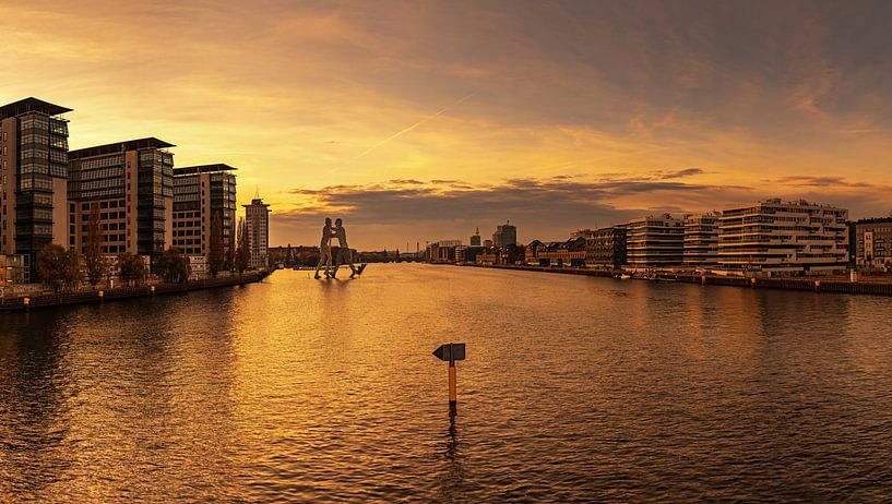 Panorama Berlin - Mediaspree im Sonnenuntergang von Frank Herrmann