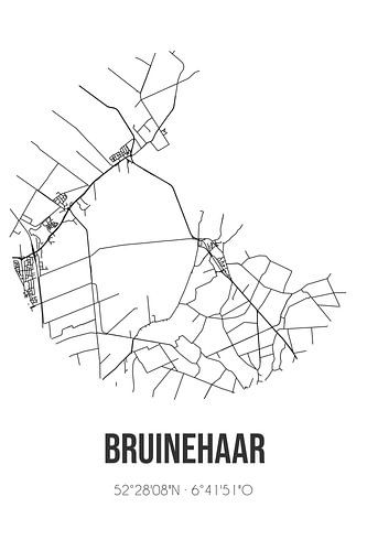Bruinehaar (Overijssel) | Landkaart | Zwart-wit