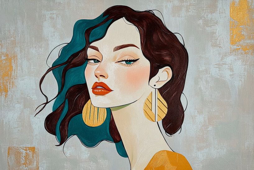 Eleganz in Farben – Porträt einer Muse von Poster Art Shop