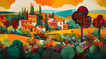 Paysage coloré de la Toscane en automne sur Jan Bechtum