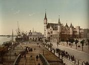 Gezicht op het Steen met de haven, Antwerpen, België (1890-1900) van Vintage Afbeeldingen thumbnail
