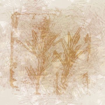Abstract Wabi-Sabi  Botanical in Warm Neutrals by Dina Dankers