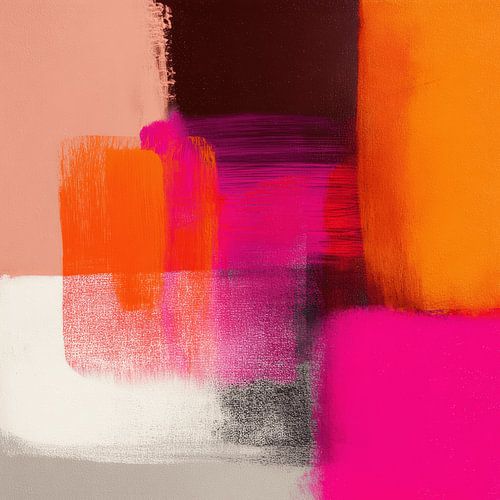 Modern abstract in pink, burgundy and orange by Studio Allee