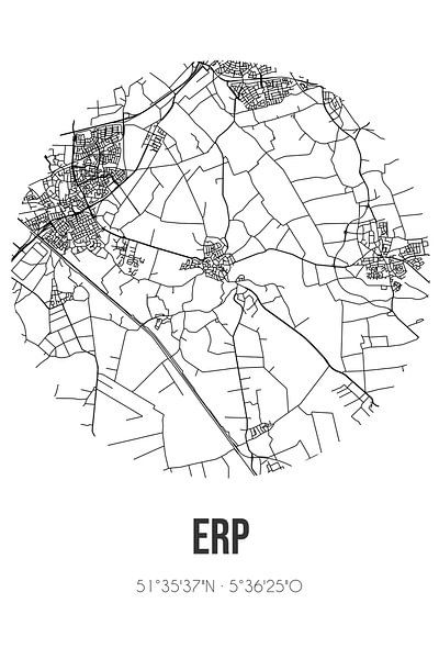 Erp (Noord-Brabant) | Landkaart | Zwart-wit van Stad & Wand