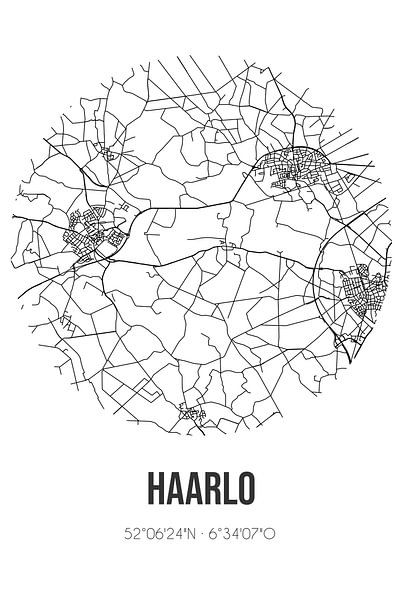 Haarlo (Gelderland) | Map | Black and white by Prints of Place