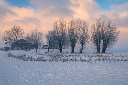 boerderij in de sneeuw
