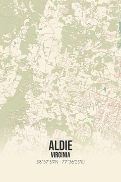 Vintage landkaart van Aldie (Virginia), USA. van Rezona