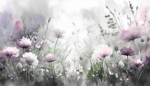 Zomer! Wilde bloemenveld in zachte tinten