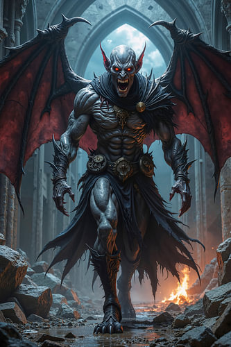 Dark Fantasy Wall Art & Poster: VARKHYR – A Vampire Stomps Through the Hall of Fear