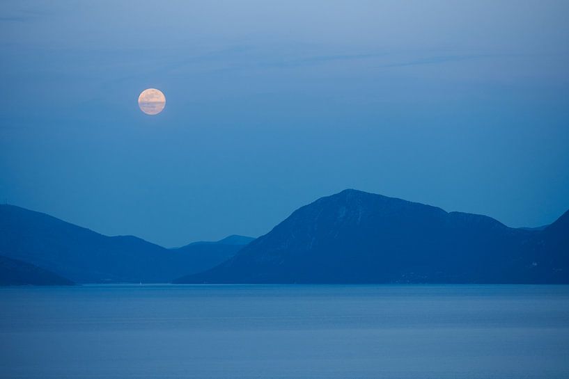 Full moon rising over Greece by Cor de Hamer