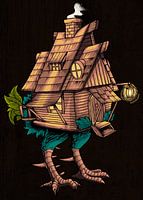 Baba Jaga Haus auf Vogelbeinen im Märchenstil