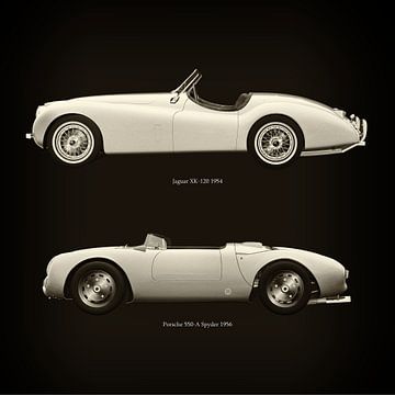 Jaguar XK-120 1954 et Porsche 550-A Spyder 1956 sur Jan Keteleer