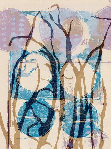 Scandinavische abstracte natuur. Gras in pastel lila, blauw, beige