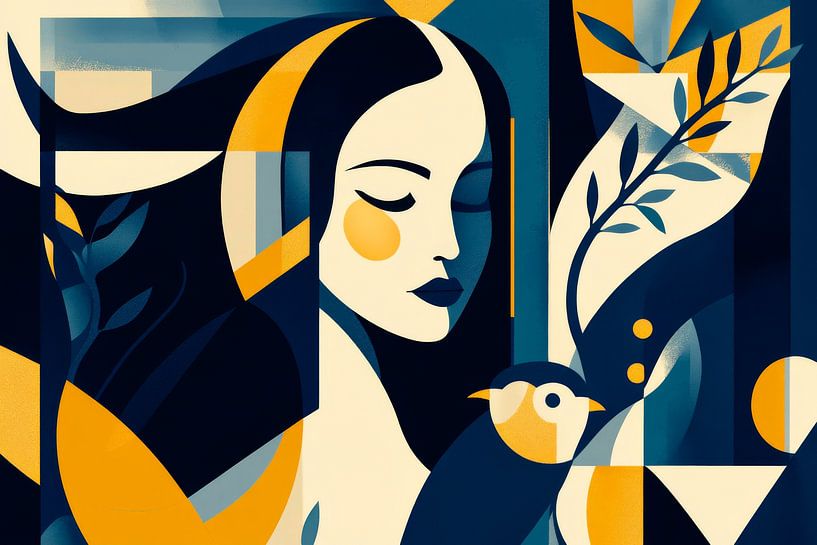 Frau und Vogel von Poster Art Shop