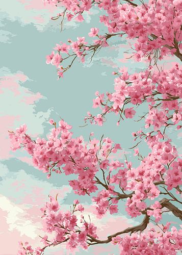 Bloeiende kersenboom met roze bloesems