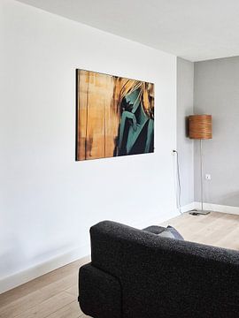 Klantfoto: Luxe abstract portret van een vrouw in goud zwart en groen van Digitale Schilderijen