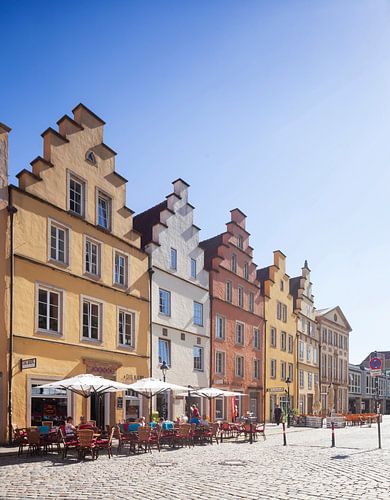 Historische Giebelhäuser am Marktplatz, Osnabrück, Niedersachsen, Osnabrück, Deutschland, Europa