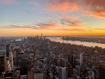 Zonsondergang in New York van Felix Wiesner
