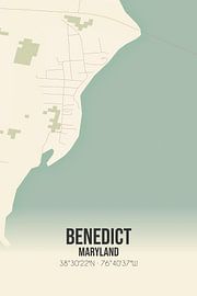Alte Karte von Benedict (Maryland), USA. von Ortsdrucke