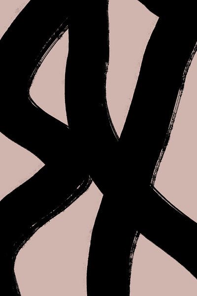 Modern abstract minimalist shapes and lines in black on beige II by Dina Dankers