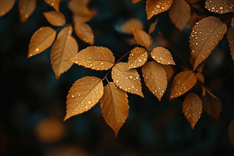 Bronze leaves with dewdrops by Art & Soul Creations