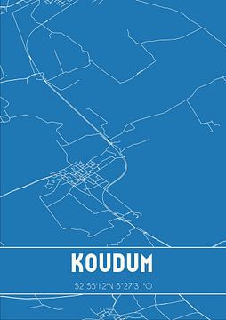 Blaupause | Karte | Koudum (Fryslan) von Rezona