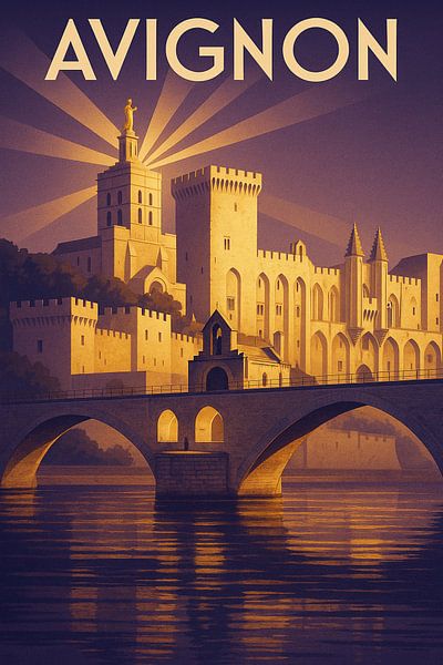 Avignon Art Deco Poster – Palais des Papes by Travel Shop