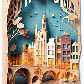 3D papercut artwork of Amsterdam sur Dreamy Faces