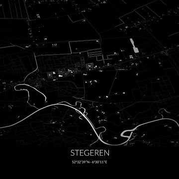 Zwart-witte landkaart van Stegeren, Overijssel. van Rezona
