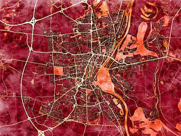 Kaart van Magdeburg in de stijl 'Amber Autumn' van Maporia