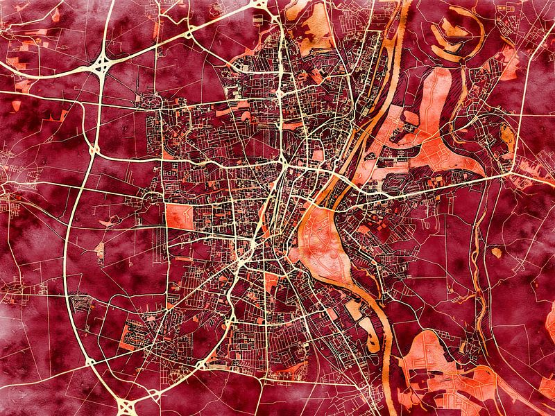 Carte de Magdeburg avec le style 'Amber Autumn' par Maporia