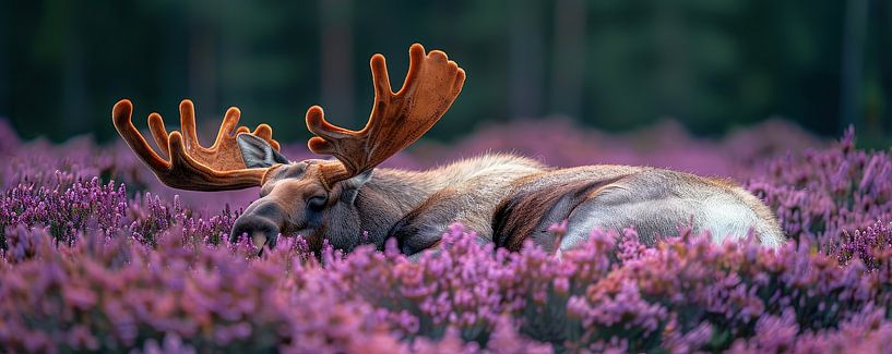 Dreamy Moose on the Purple Heath by ByNoukk