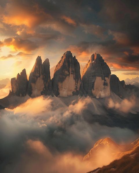 Glühende Himmel über den Dolomiten von fernlichtsicht