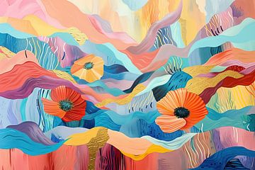 Modern abstract Bloemen van Abstract Schilderij