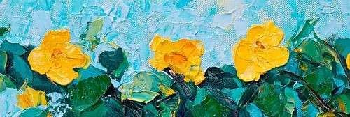 Gelbe Blumen im blauen Himmel