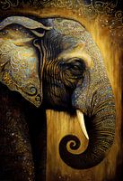 Een dromende Olifant in goud
