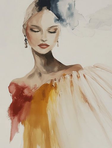 Modern portret, aquarel