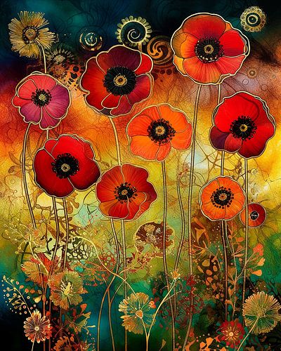 Kleurrijke klaprozen.